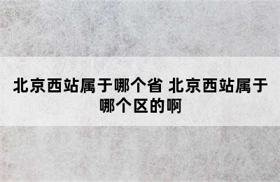 北京西站属于哪个省 北京西站属于哪个区的啊